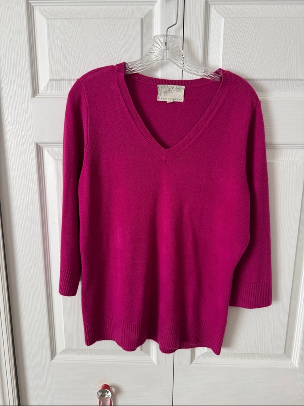 Debbie Morgan Fuchsia V-Neck Sweater XL